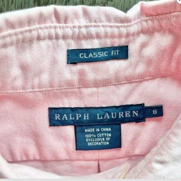 Ralph Lauren Men’s Classic Fit Pink Oxford Shirt Size 8 Button-Down Embroidered - Picture 4 of 8